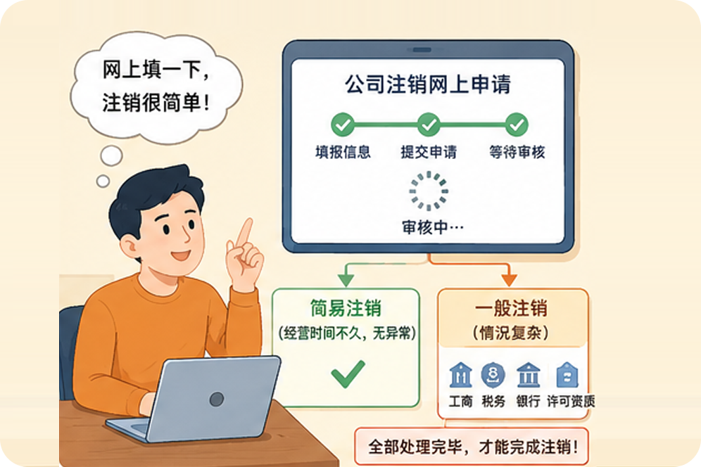 注销公司很简单，网上填一下就行？